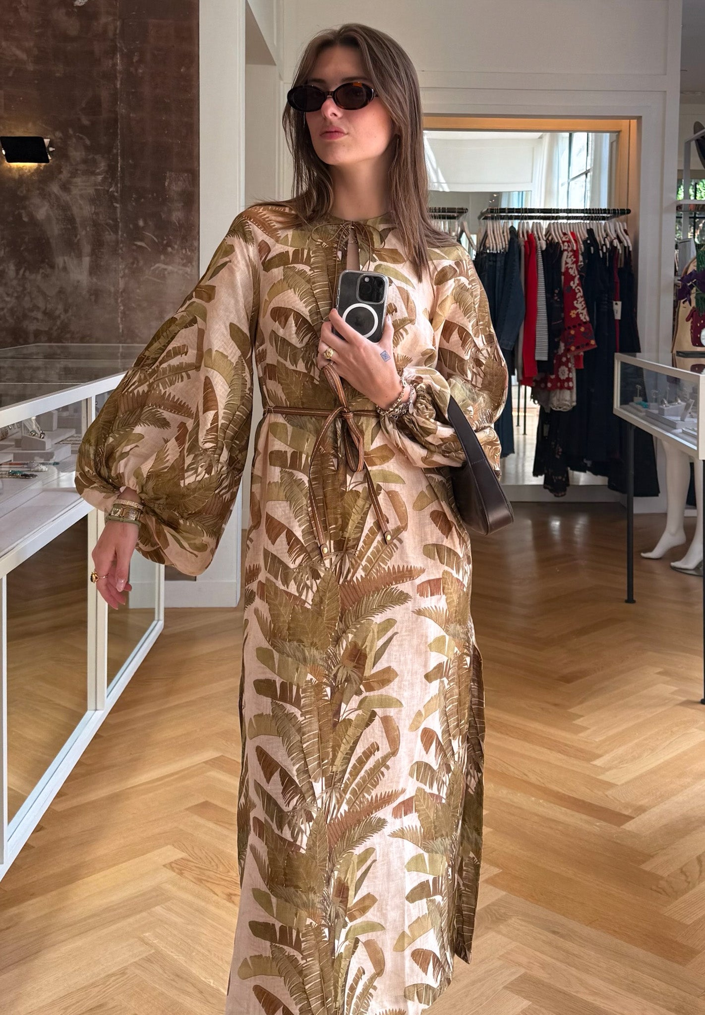 ZIMMERMANN | LONG SLEEVE VNECK ASCENSION MIDI DRESS