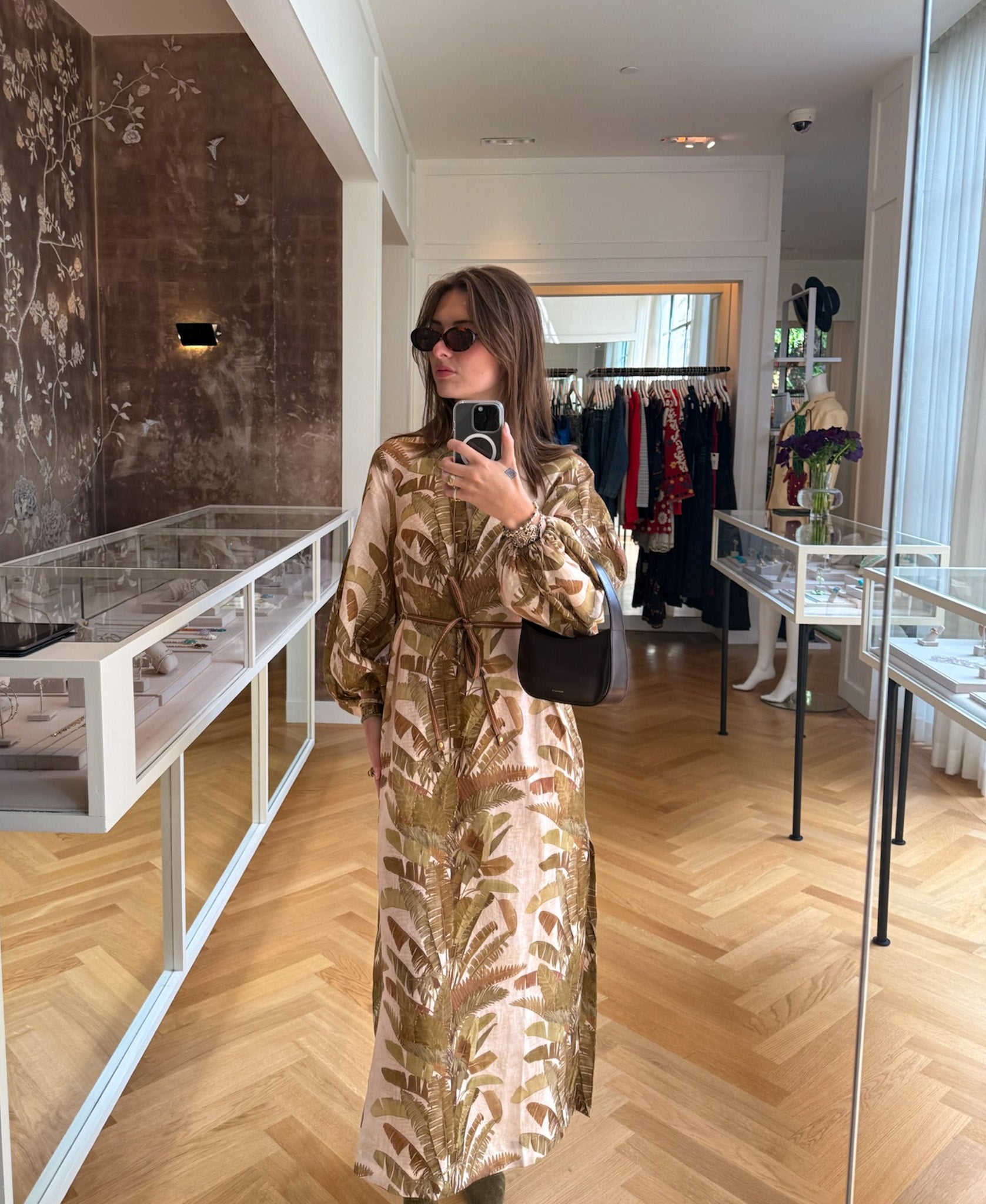 ZIMMERMANN | LONG SLEEVE VNECK ASCENSION MIDI DRESS