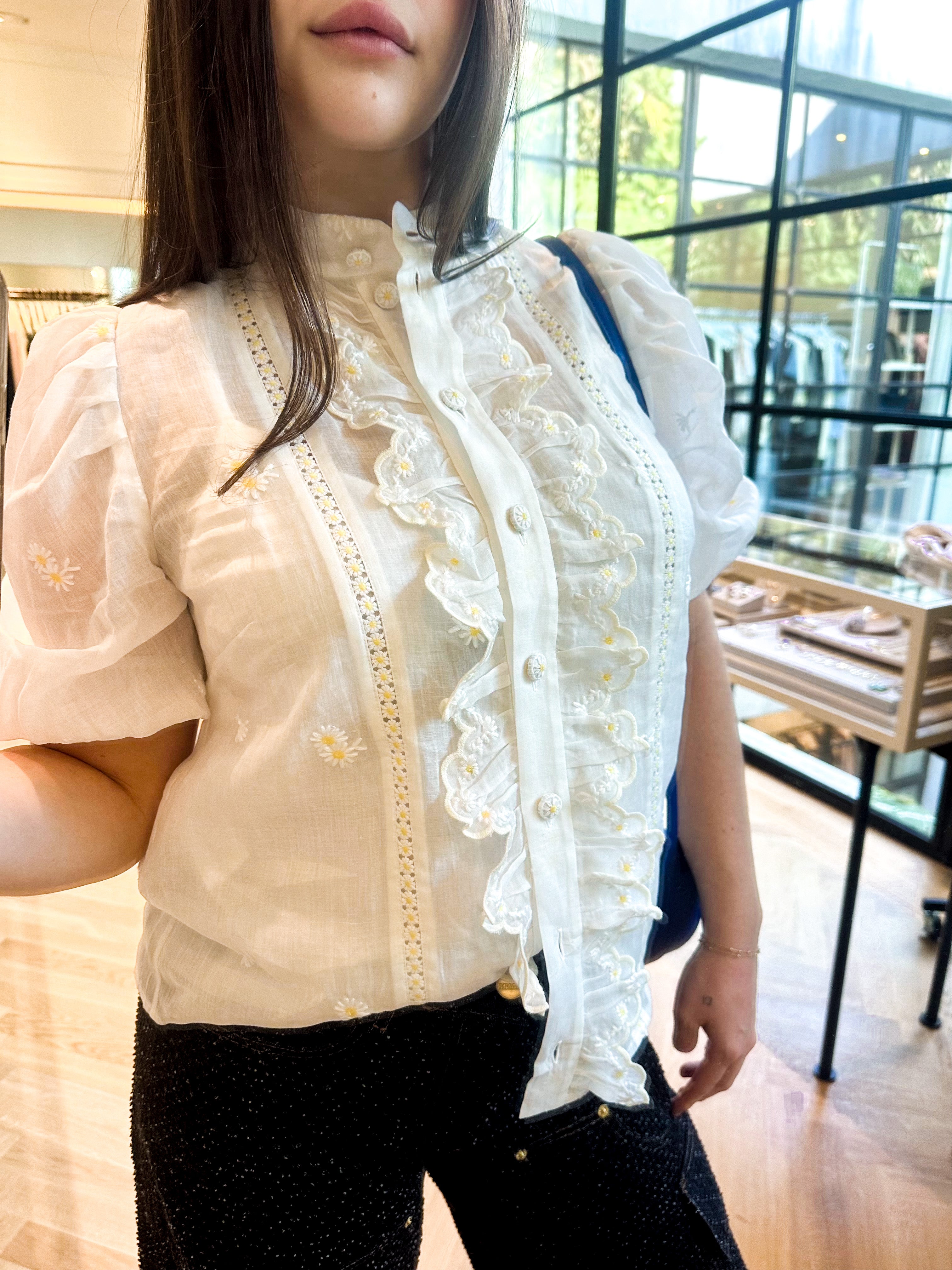 ZIMMERMANN | ACACIA EMBROIDERED BLOUSE