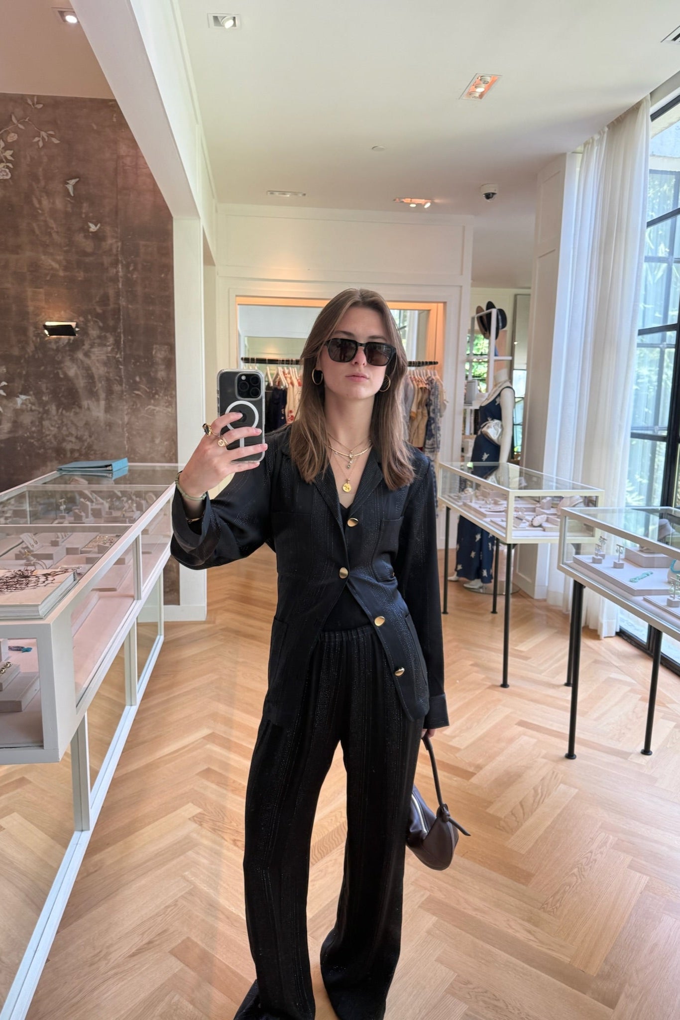 FORTE FORTE | LONG SLEEVE PINSTRIPE SATIN PAJAMA JACKET