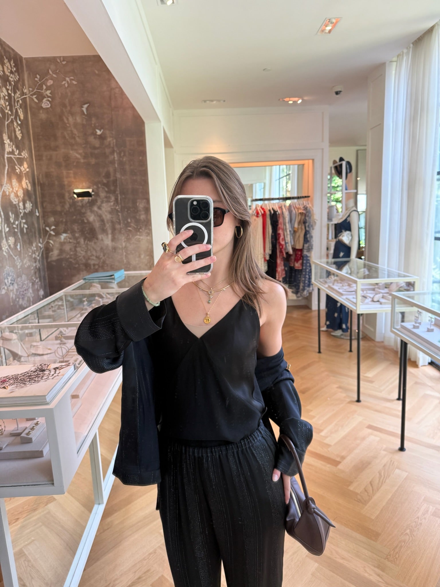 FORTE FORTE | LONG SLEEVE PINSTRIPE SATIN PAJAMA JACKET