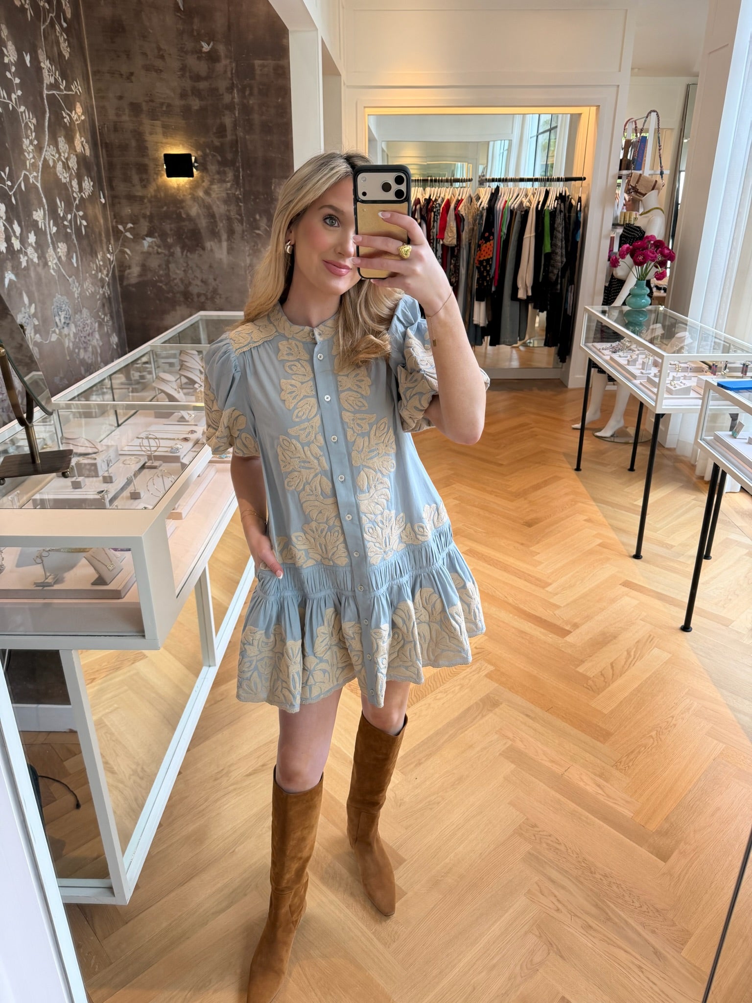 SEA | BUBBLE SLEEVE EMBROIDERED ALEXANDRA TUNIC