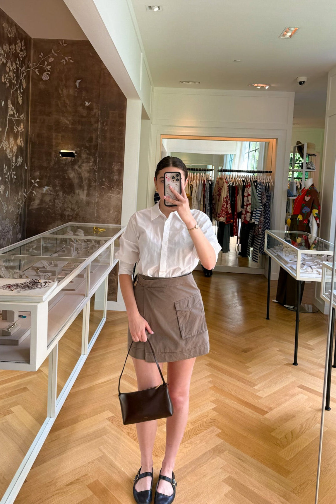 SIMKHAI | LONG SLEEVE FRASER MINI SHIRTDRESS