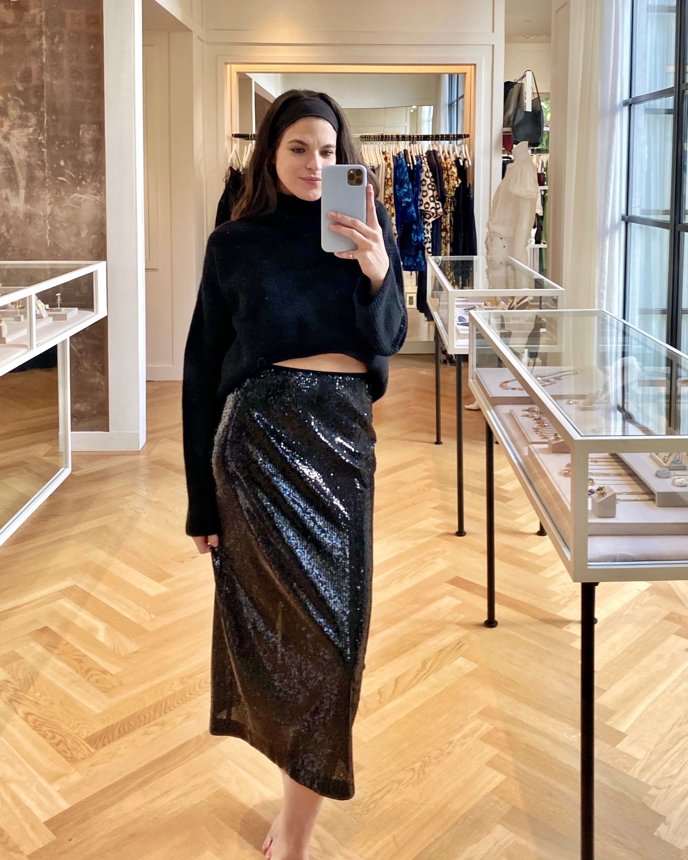 LA LIGNE | OONA SEQUIN MIDI SKIRT