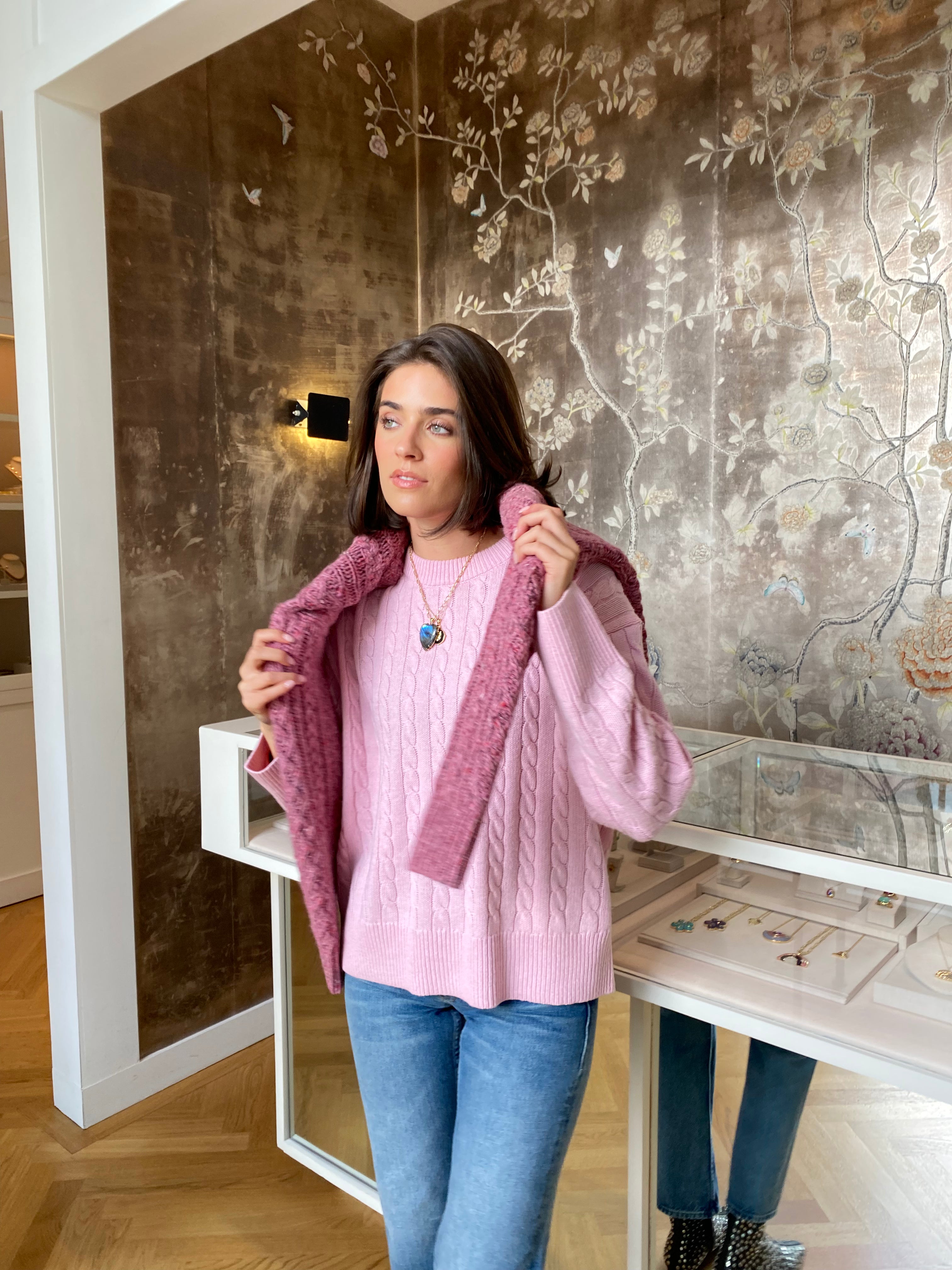 ALEX MILL | CREWNCK CABLE KNIT SWEATER