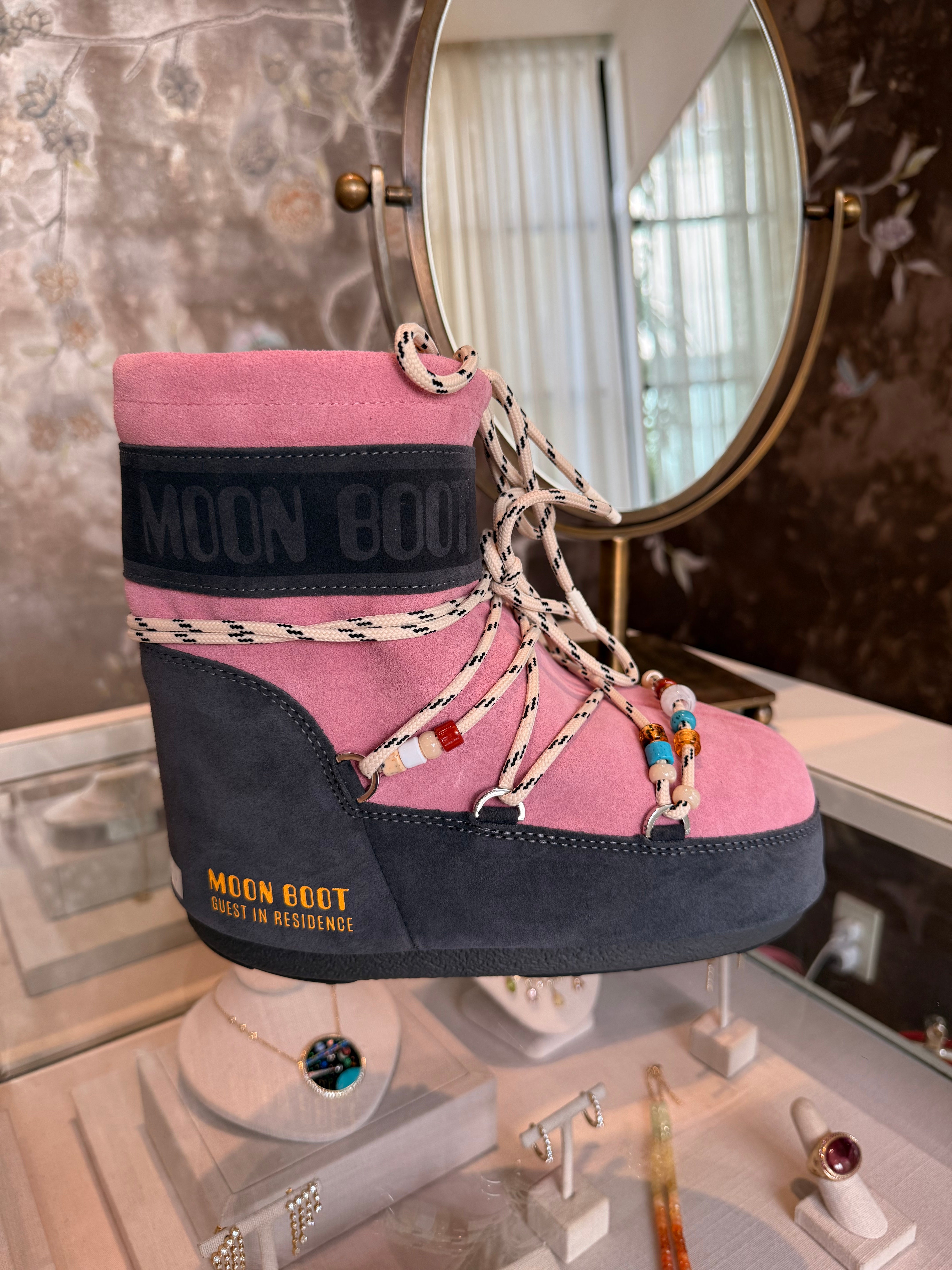 MOONBOOT x GUEST IN RESIDENCE ICON LOW SUEDE BEAD BOOTS