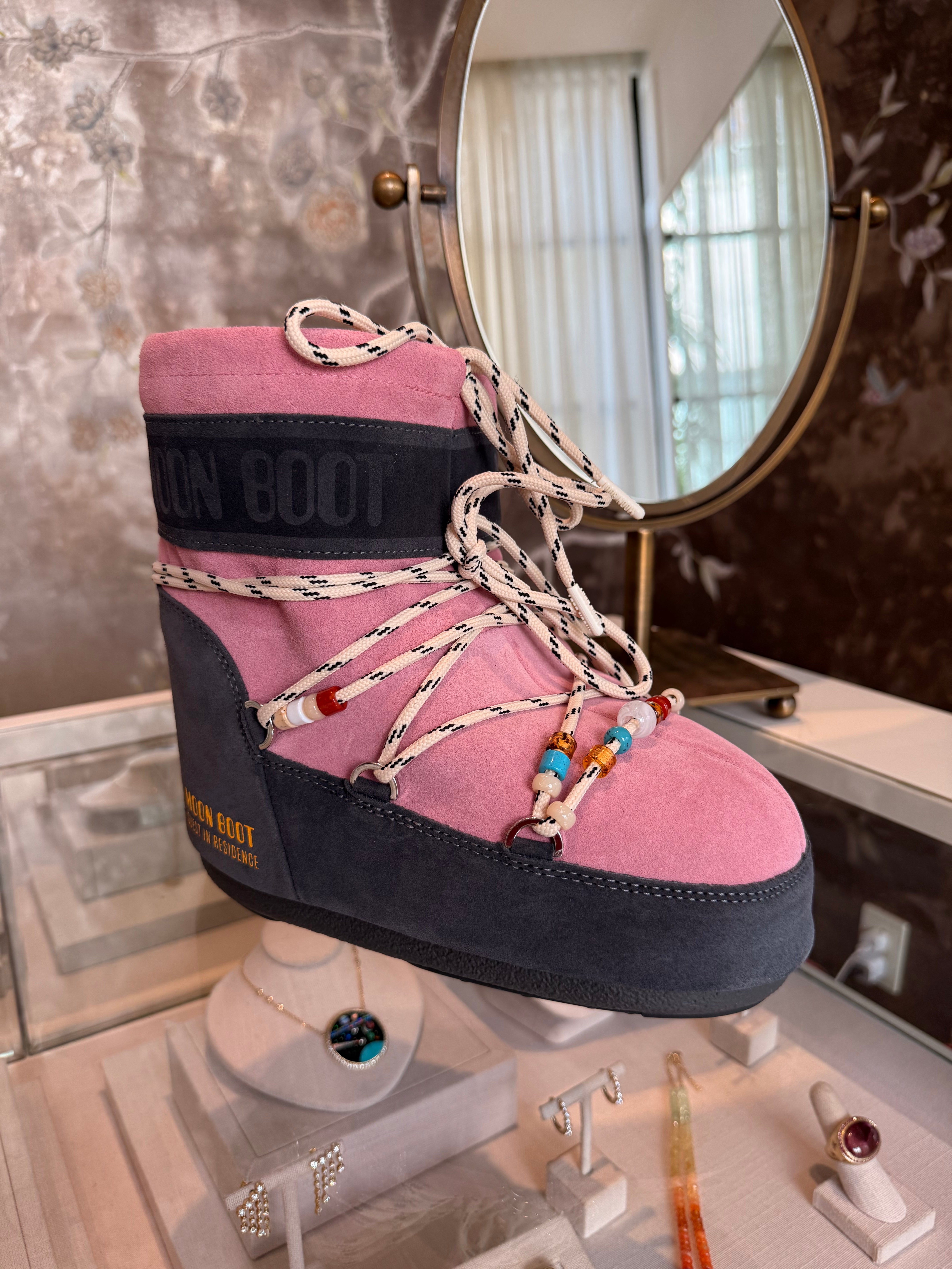 MOONBOOT x GUEST IN RESIDENCE ICON LOW SUEDE BEAD BOOTS