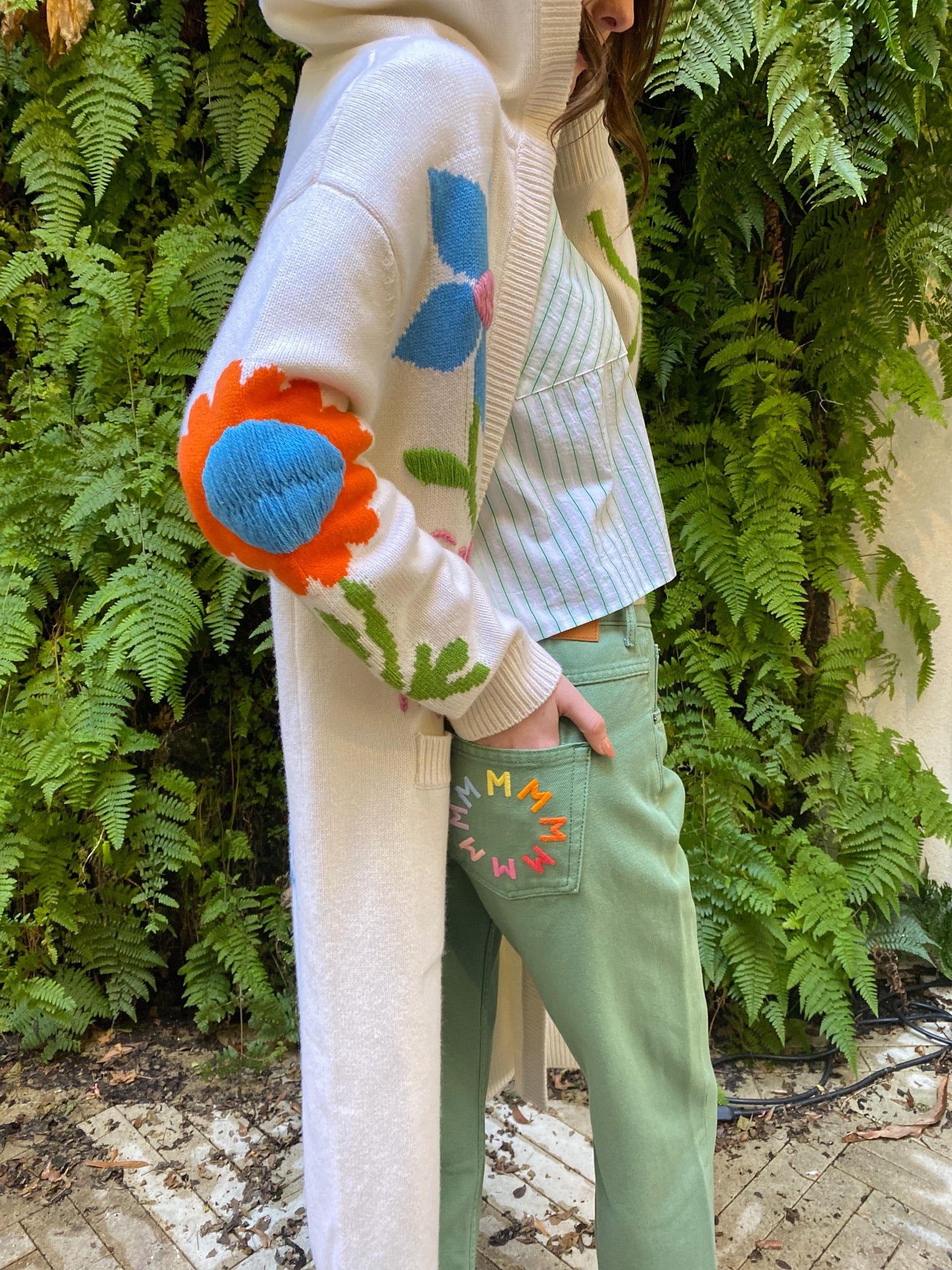 MIRA MIKATI | EMBROIDERED FLORAL LONG CARDIGAN