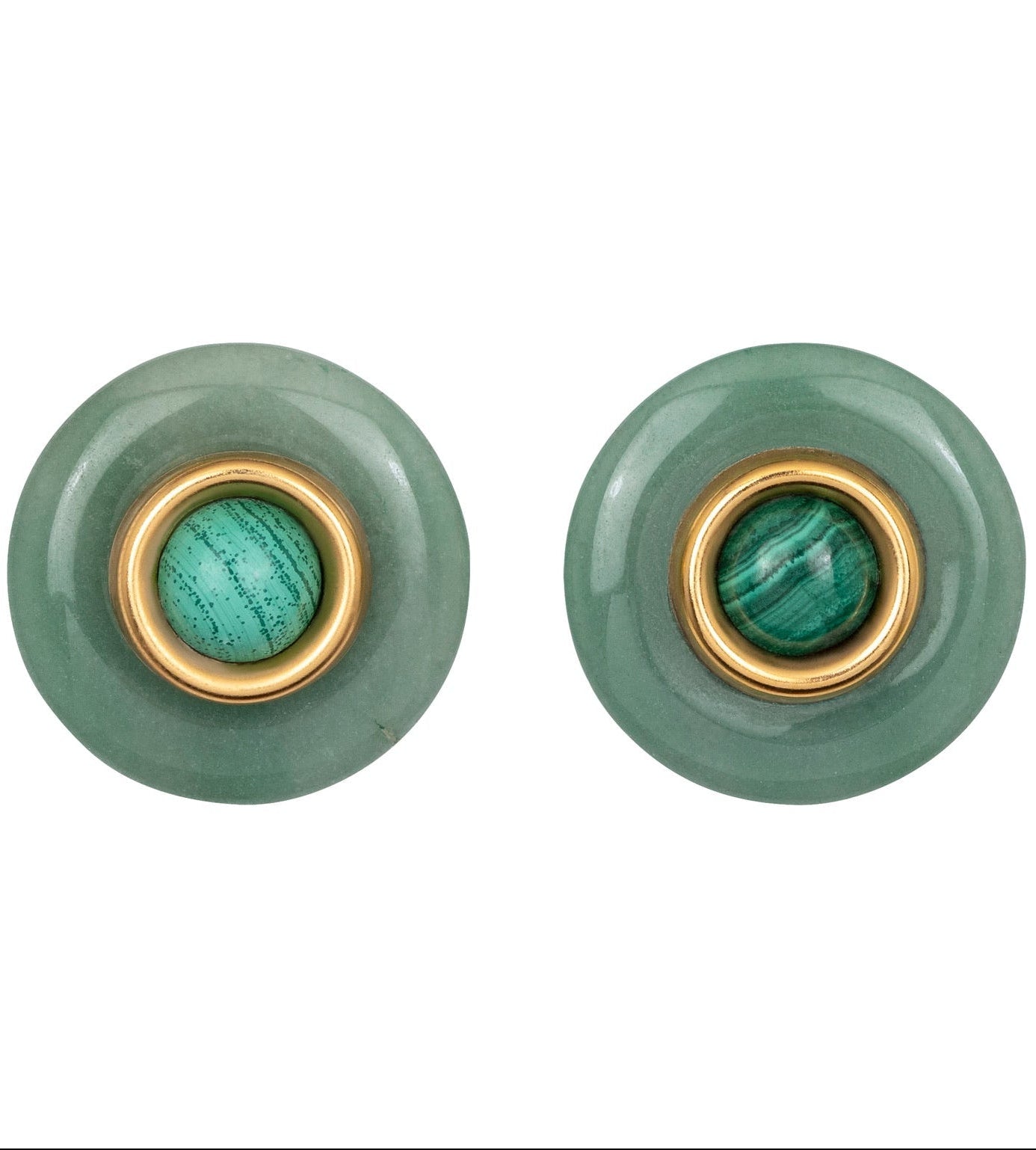 JENNIFER BEHR | DEVON EARRINGS Green Circular studs with gold accents, Charlotte, NC