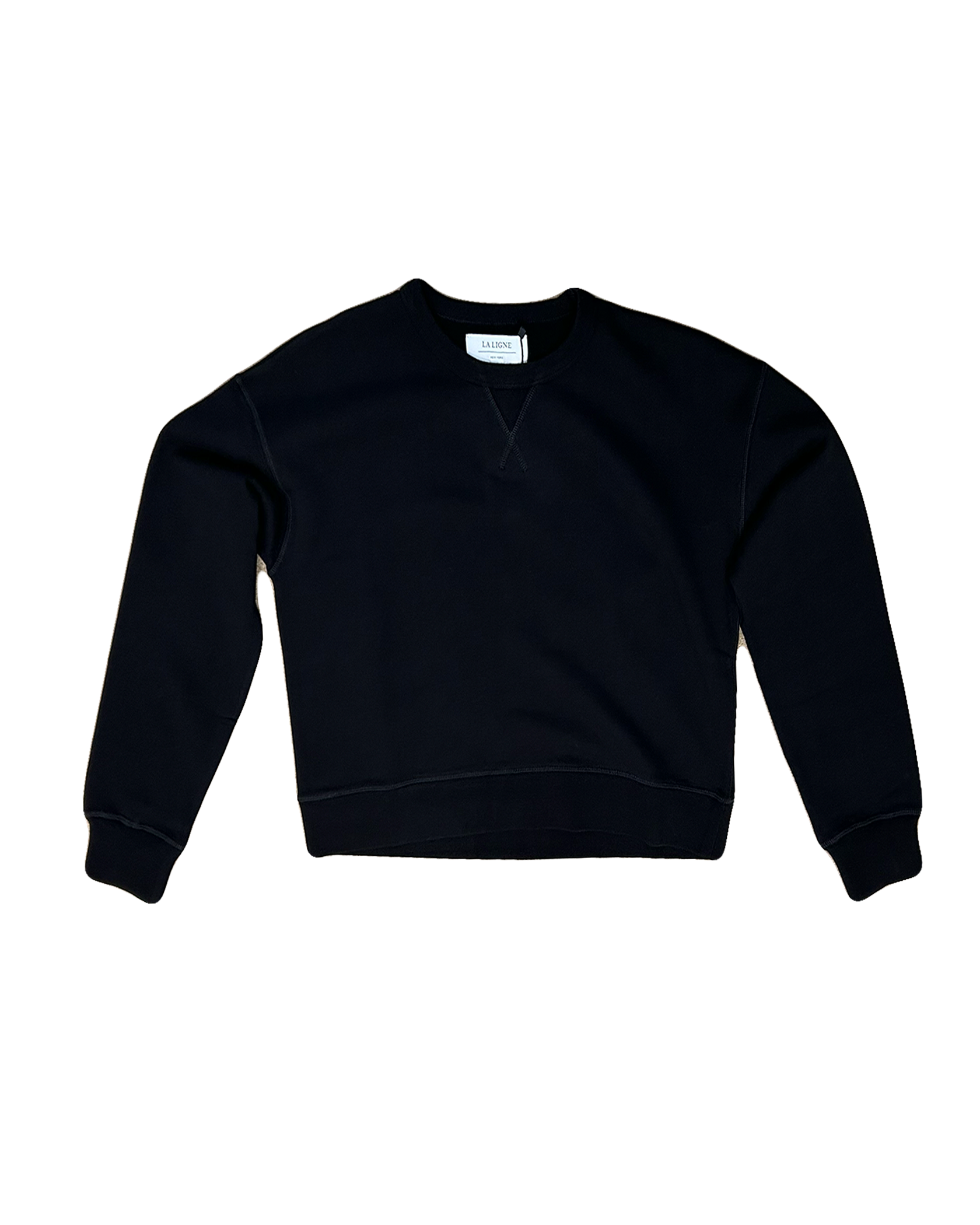LA LIGNE | LONG SLEEVE COTTON SOLID CROPPED JAMES SWEATSHIRT