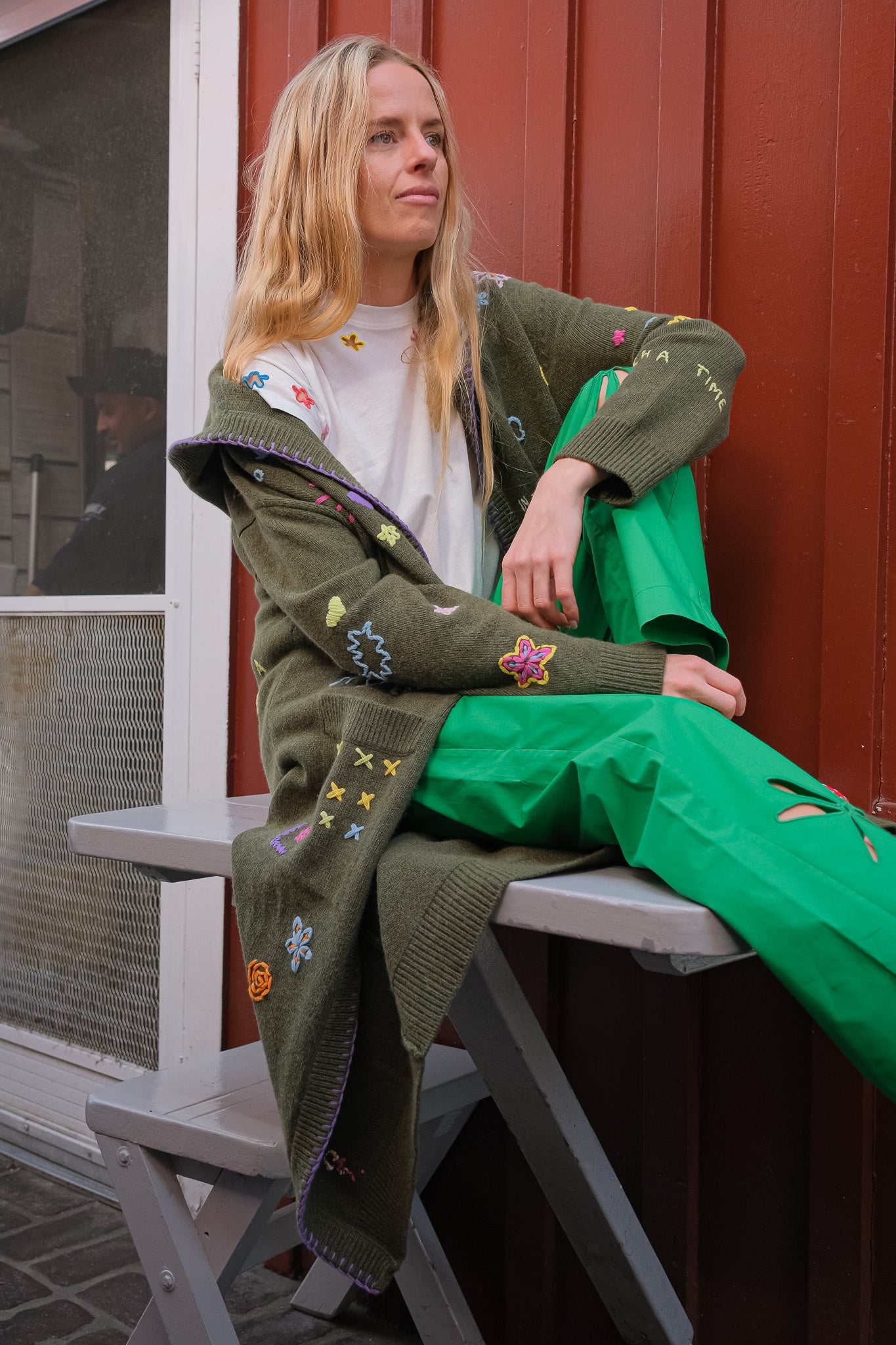 MIRA MIKATI | EMBROIDERED CUTOUT TSHIRT | Floral embroidery cutout tee | Crew neckline | Short sleeves | Internal yellow herringbone tape | Composition: 100% Organic Cotton | Dry clean or hand wash cold | Available in Charlotte, NC