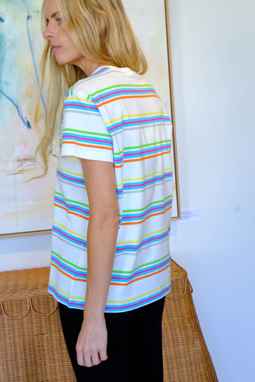 MIRA MIKATI | HEART EMB STRIPE TEE SHIRT | WOMEN'S LUXURY DESIGNER CLOTHING, SHOES, HANDBAGS & JEWELRY | POOLESHOP CHARLOTTE, NC