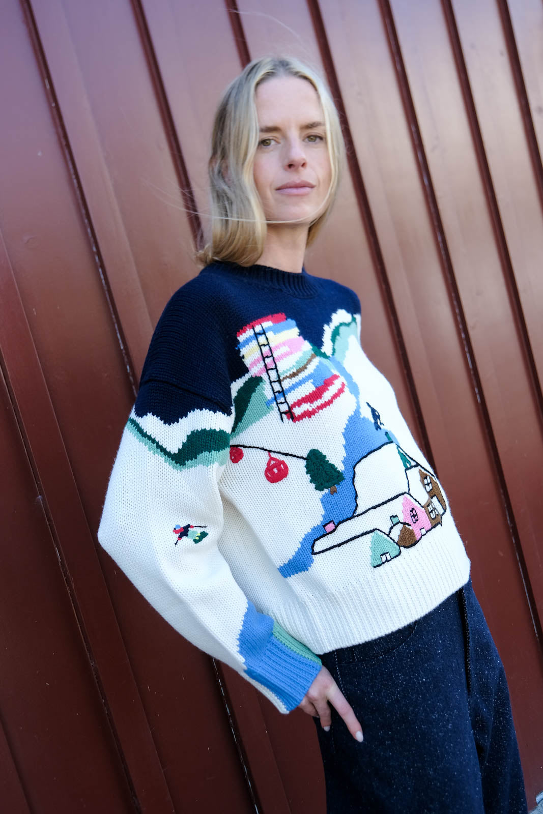 MIRA MIKATI | MERINO WOOL SNOW SCENE SWEATER | WOMEN'S LUXURY DESIGNER CLOTHING, SHOES, HANDBAGS & JEWELRY | POOLESHOP CHARLOTTE, NC