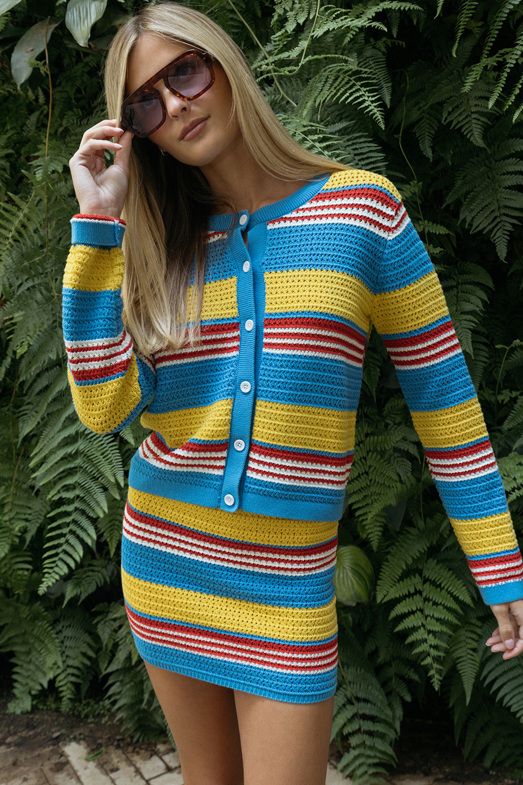 POSSE | CROCHET TAMMY STRIPE CARDIGAN | WOMEN'S LUXURY DESIGNER CLOTHING, SHOES, HANDBAGS & JEWELRY | POOLESHOP CHARLOTTE, NC
