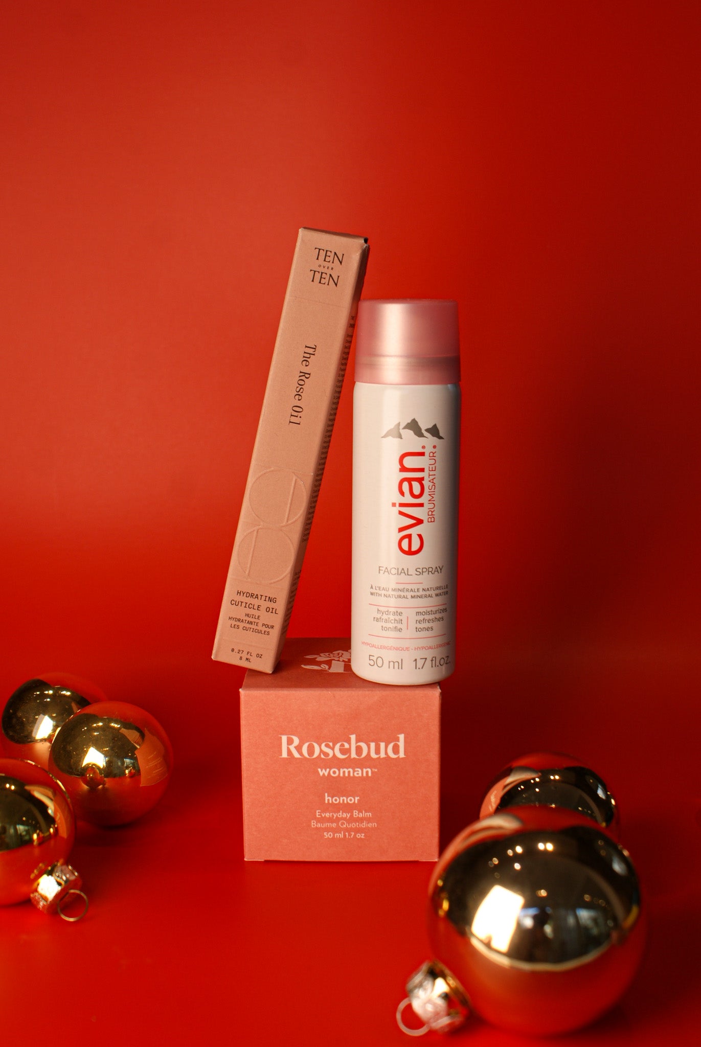 ROSEBUD | EVERYDAY BALM | Red jar with white top, on red background, Charlotte, NC