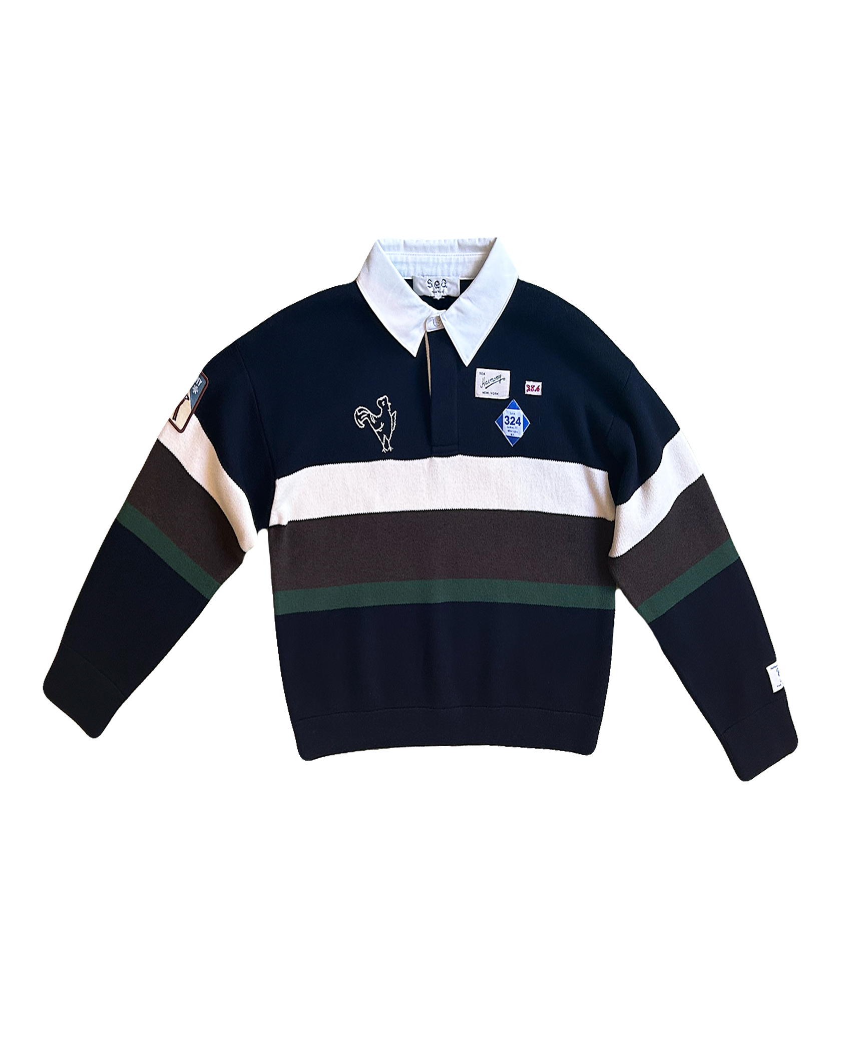 SEA NY | LONG SLEEVE ARTHUR VARSITY KNIT RUGBY SHIRT