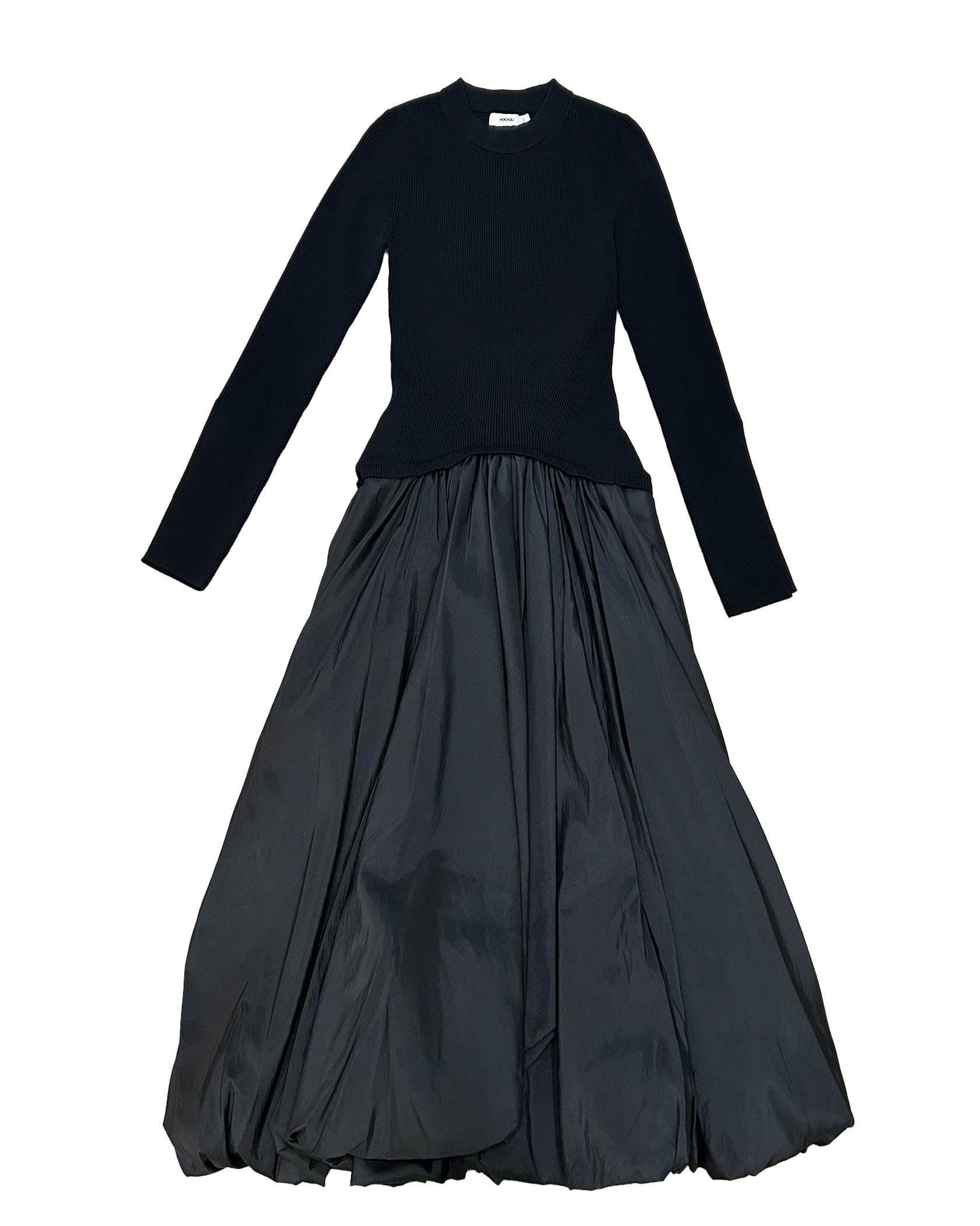 SIMKHAI | LONG SLEEVE KENLIE MOCK NECK MIDI DRESS