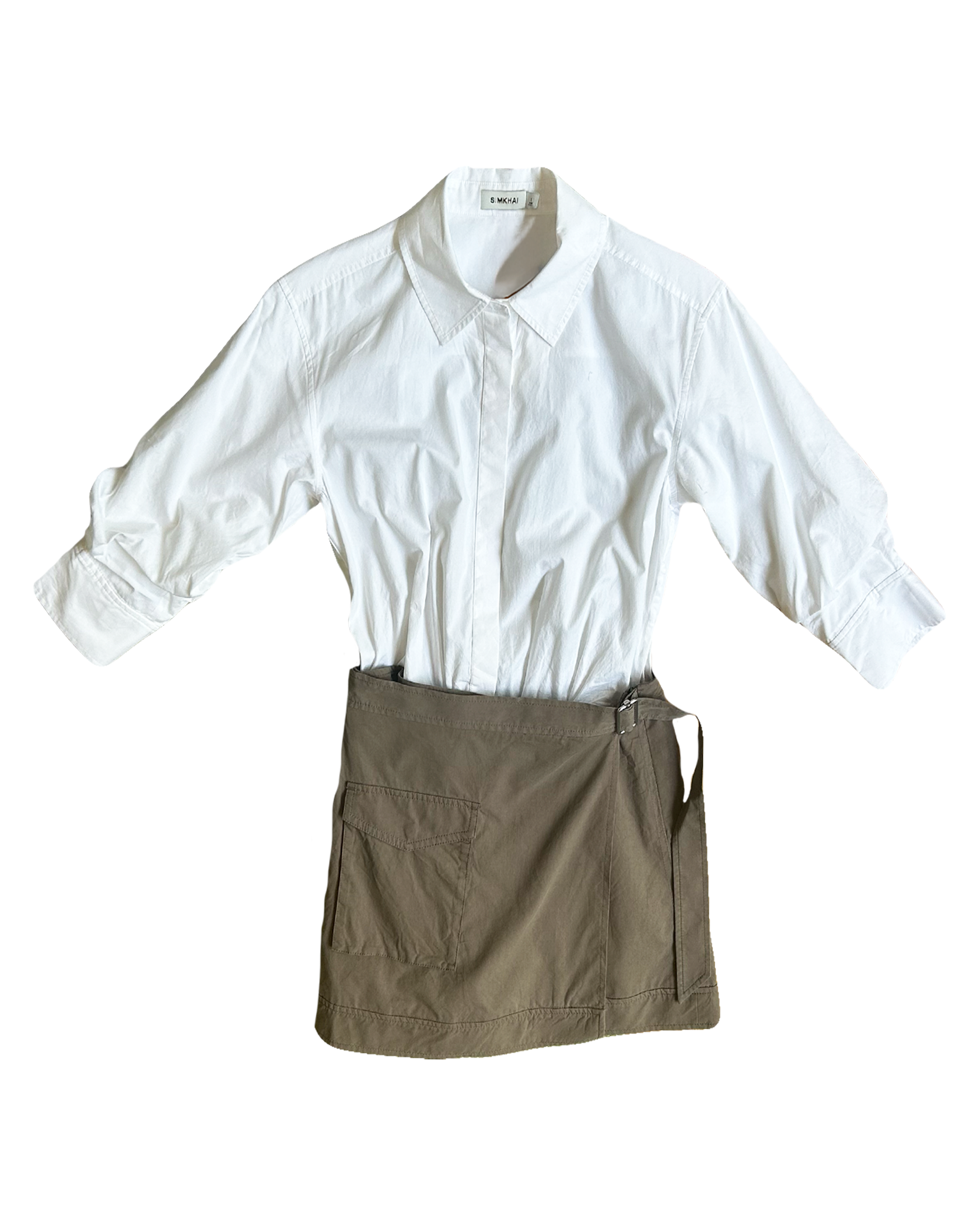 SIMKHAI | LONG SLEEVE FRASER MINI SHIRTDRESS