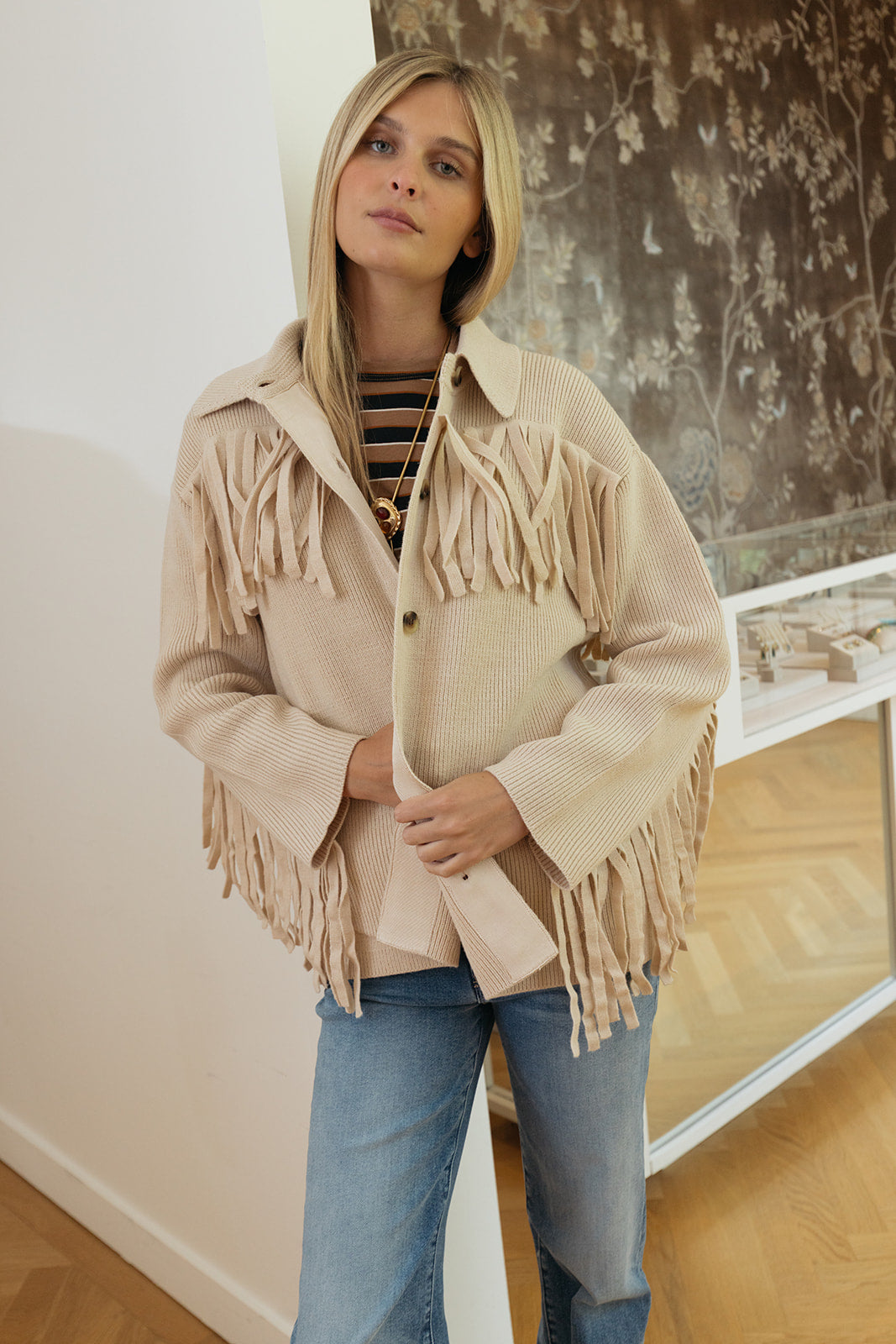 THE GREAT | WESTERN FRINGE SWEATER JACKET | WOMEN'S LUXURY DESIGNER CLOTHING, SHOES, HANDBAGS & JEWELRY | POOLESHOP CHARLOTTE, NC