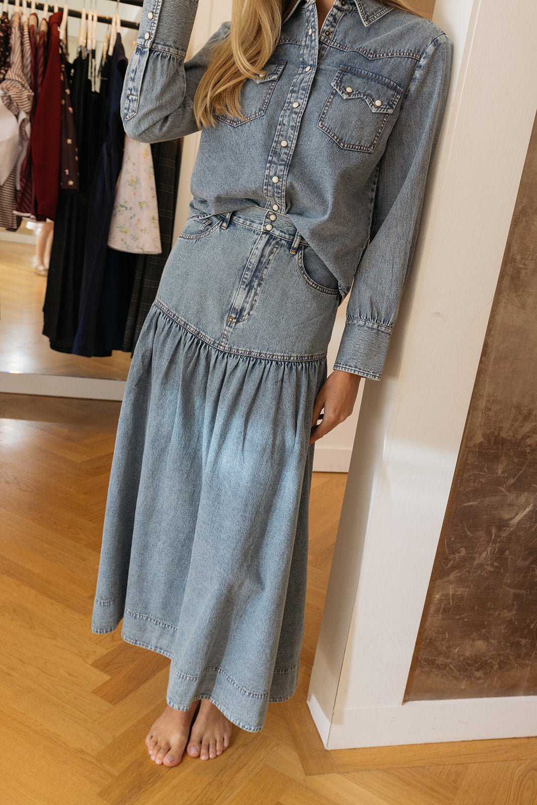 THE GREAT | WESTERN YOKE SKIRT | WOMEN'S LUXURY DESIGNER CLOTHING, SHOES, HANDBAGS & JEWELRY | POOLESHOP CHARLOTTE, NC