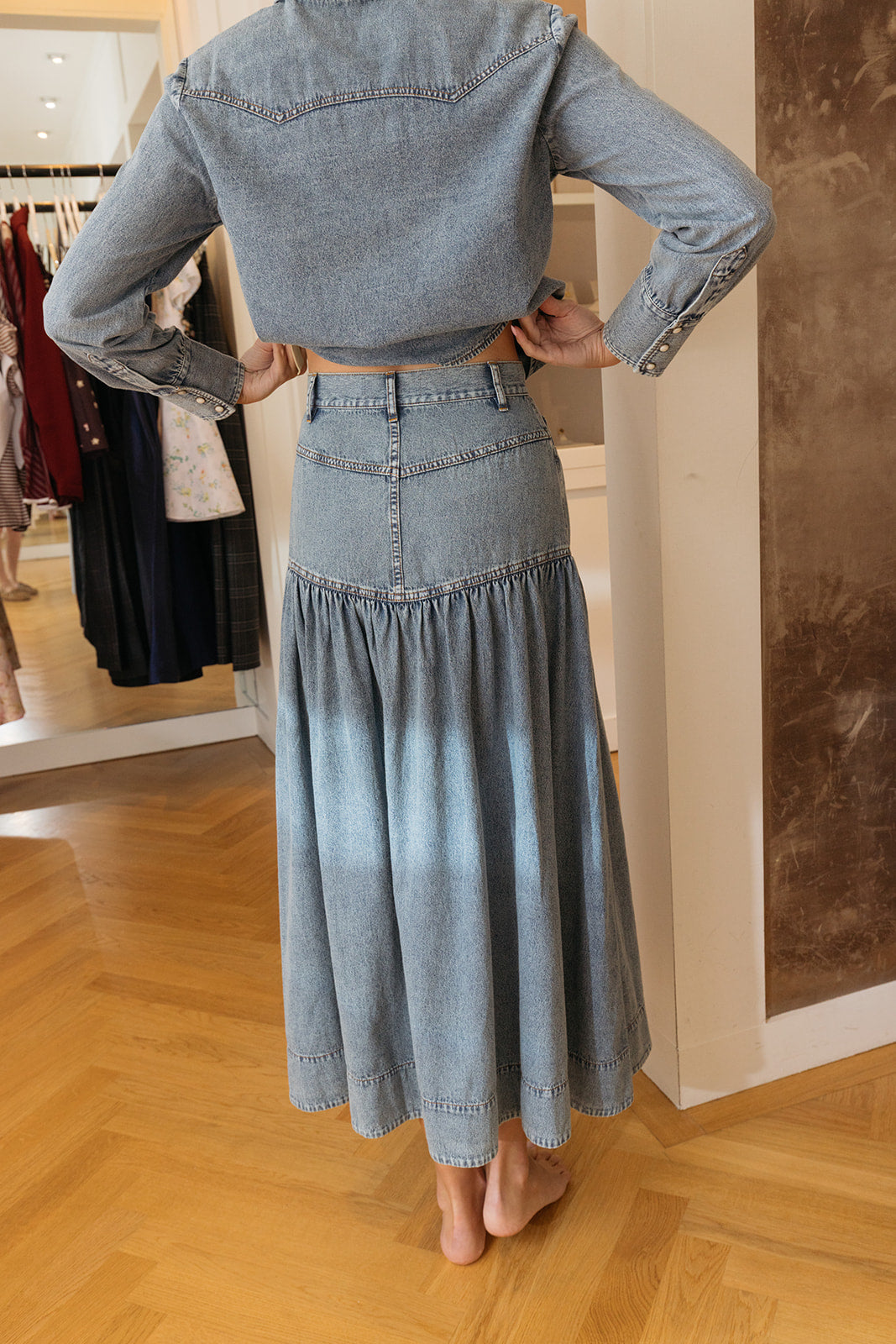THE GREAT | WESTERN YOKE SKIRT | WOMEN'S LUXURY DESIGNER CLOTHING, SHOES, HANDBAGS & JEWELRY | POOLESHOP CHARLOTTE, NC