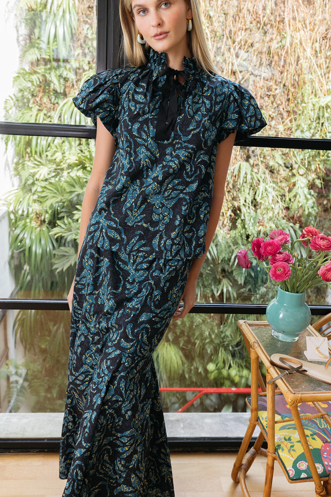 ULLA JOHNSON | PRINTED ESTELA TOP | WOMEN'S LUXURY DESIGNER CLOTHING, SHOES, HANDBAGS & JEWELRY | POOLESHOP CHARLOTTE, NC