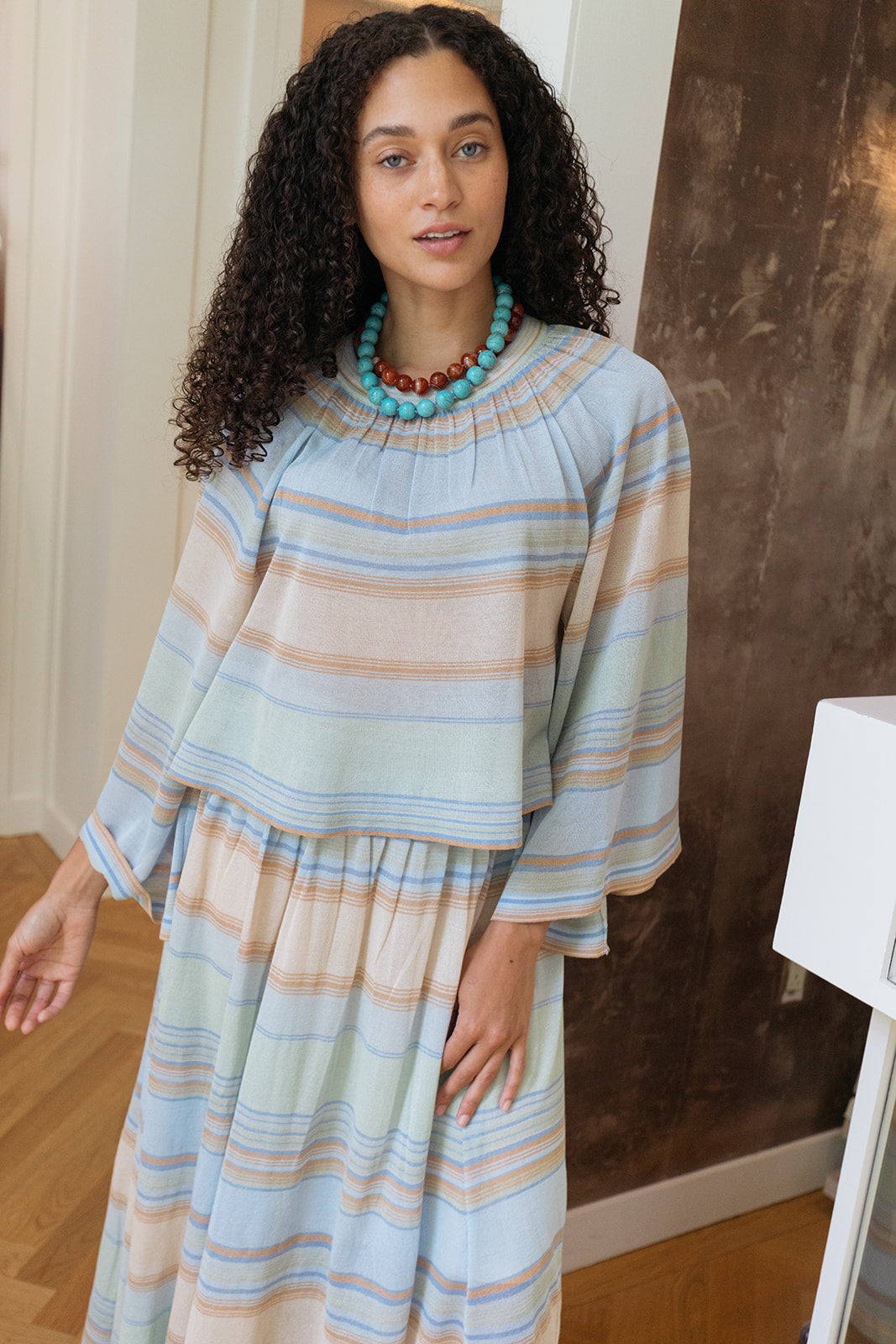 ZIMMERMANN | INDRA STRIPE BELL SLV TOP