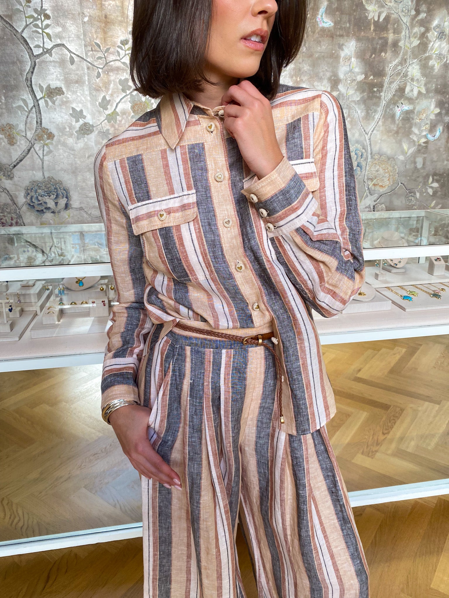 ZIMMERMANN | WANDERLUST TOP | Stripes, button down, front pockets, Charlotte, NC